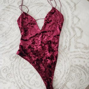 Tobi Red Velvet Body Suit